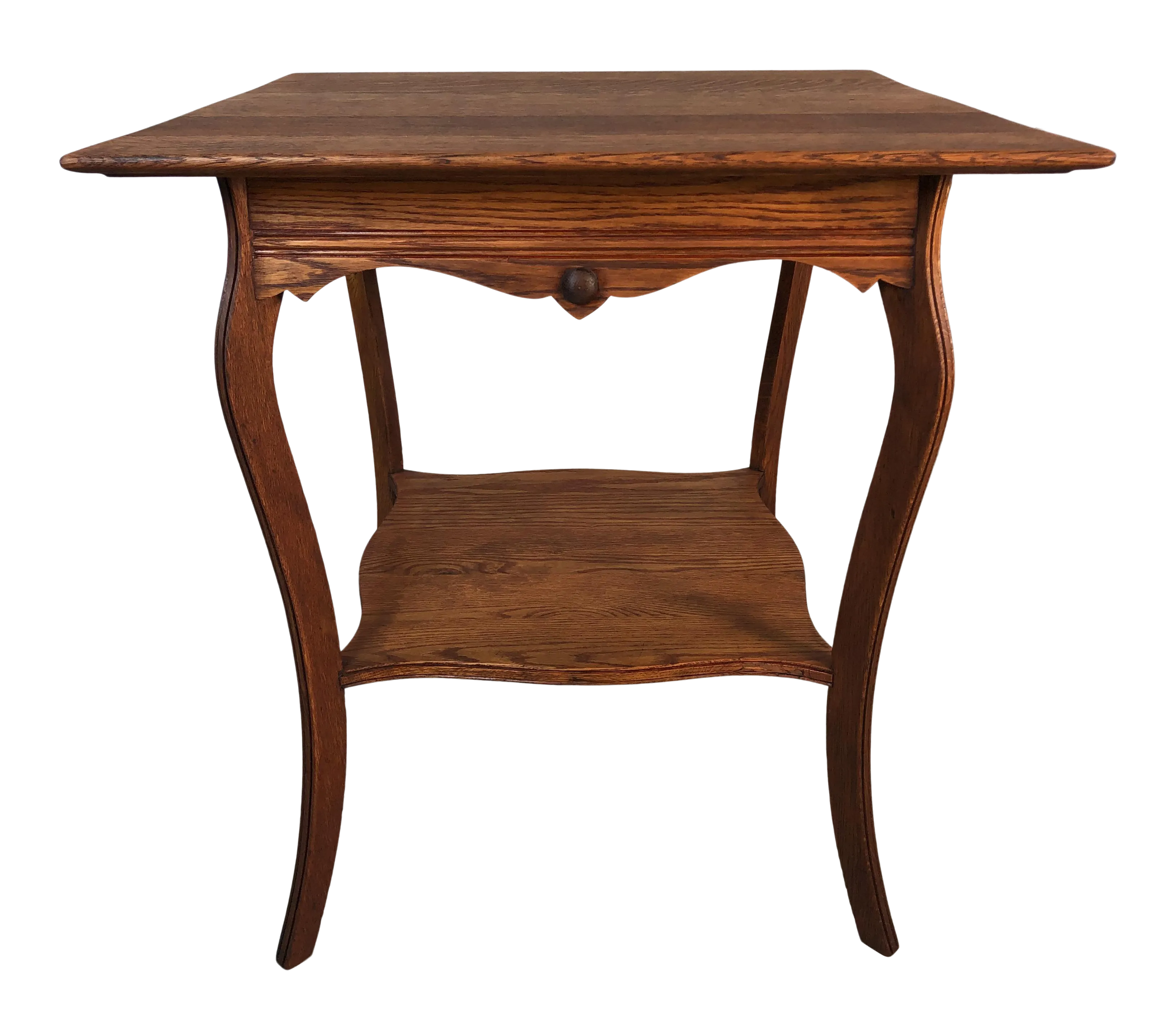 Square Quarter-Sawn Oak Side Table - 2-b-Modern - Brown