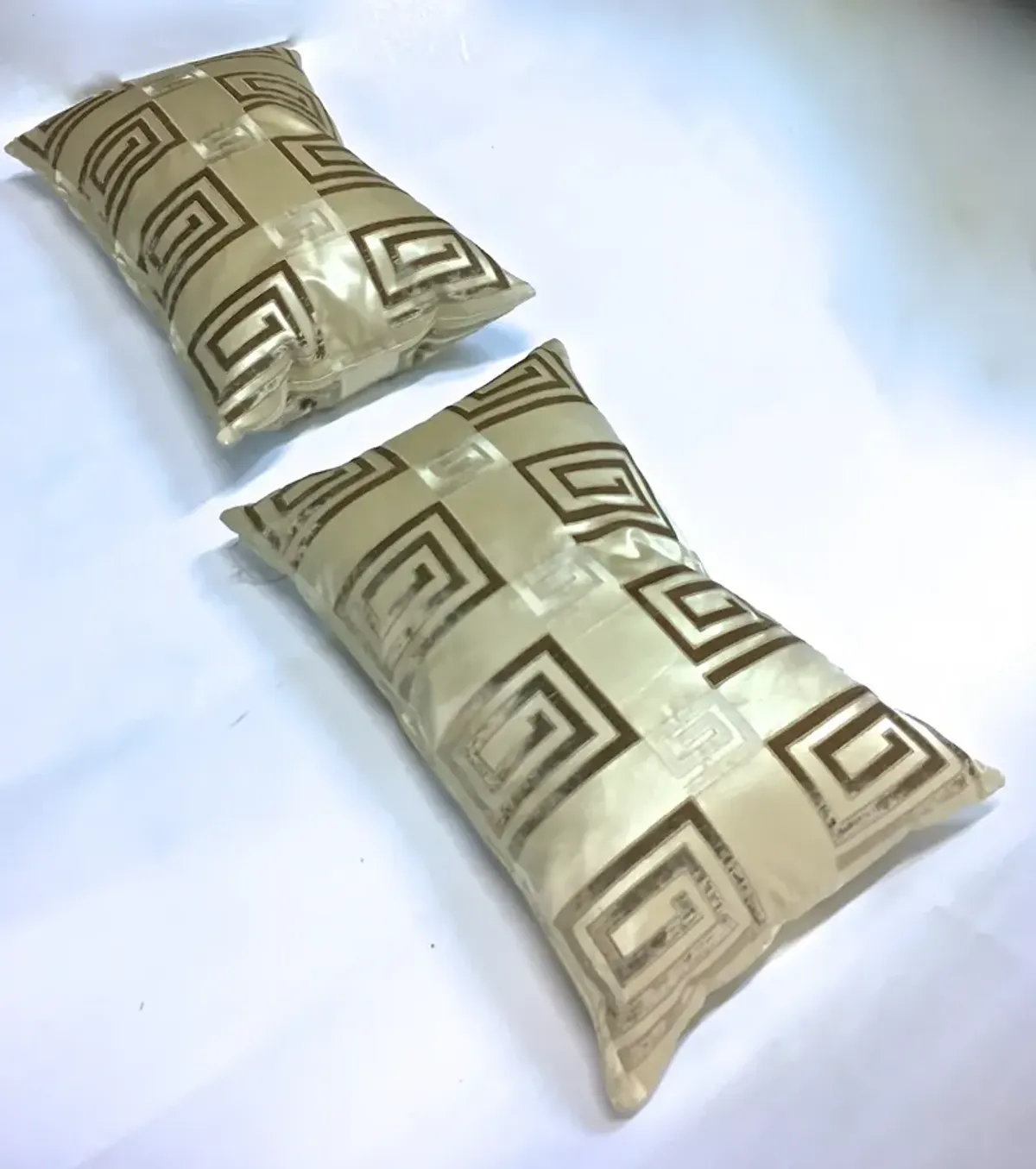 Custom Silk Greek Key Pillows - Set of 2 - Vermilion Designs