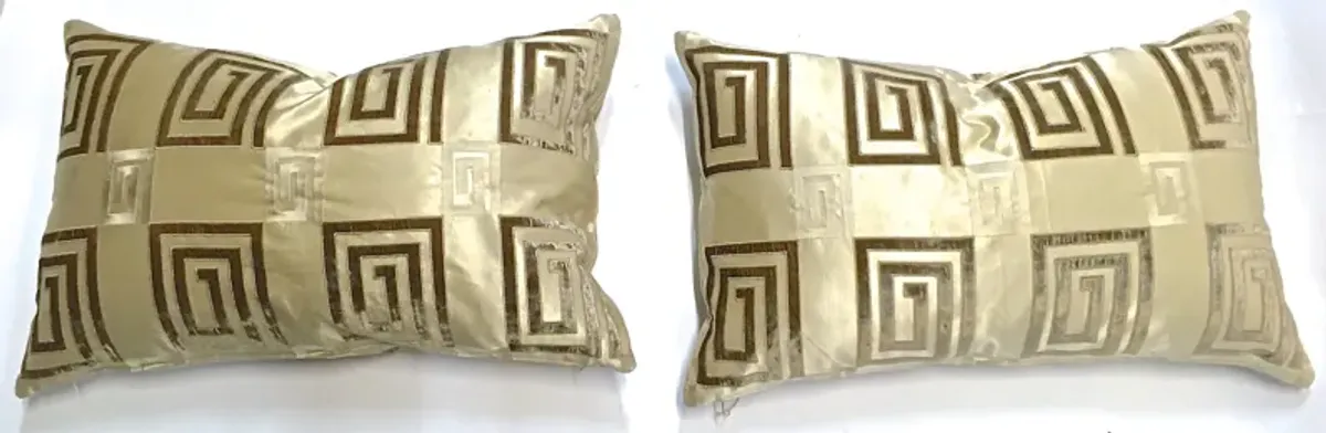 Custom Silk Greek Key Pillows - Set of 2 - Vermilion Designs