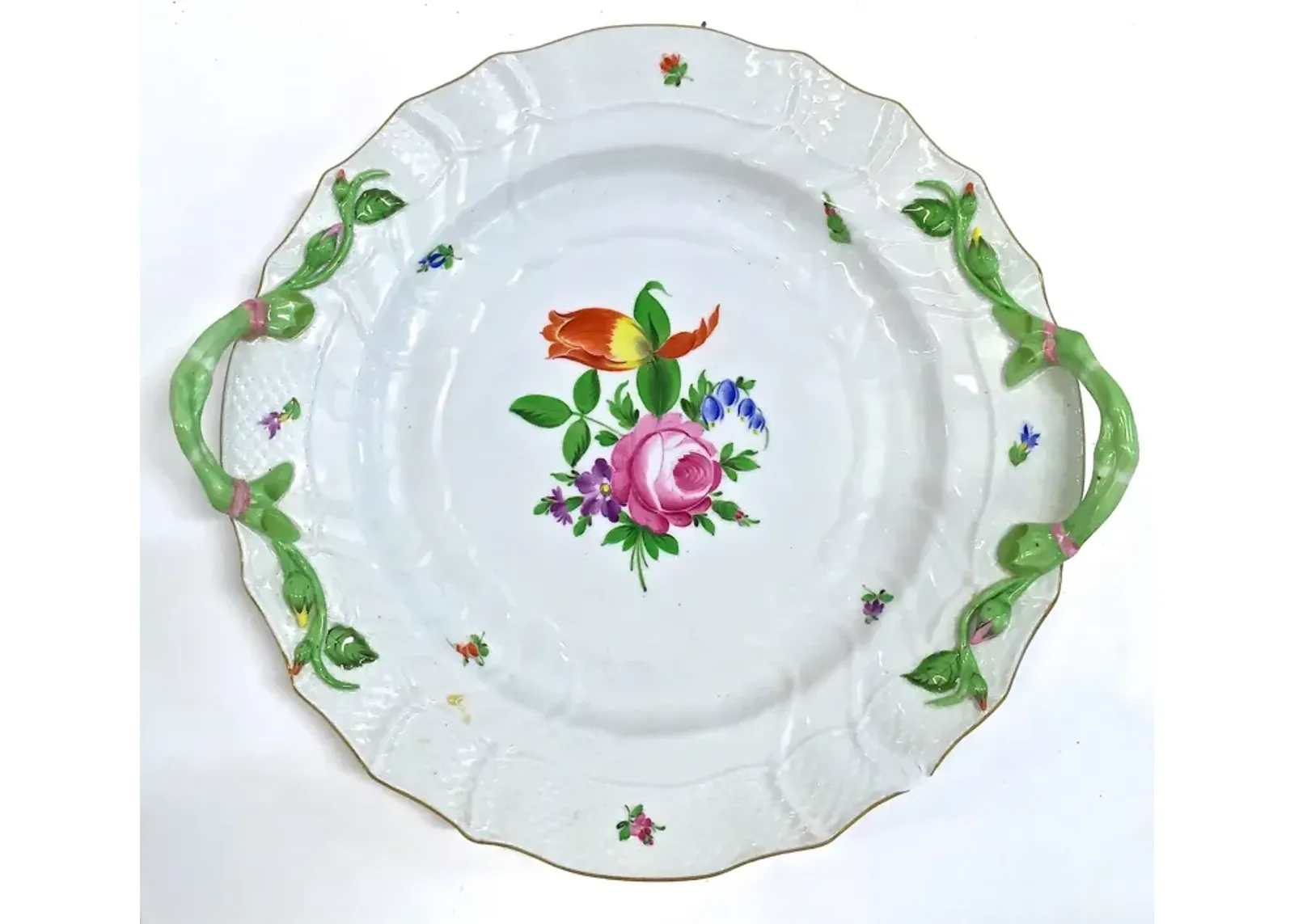 Herend Floral & Vine Serving Plate - Vermilion Designs - Green