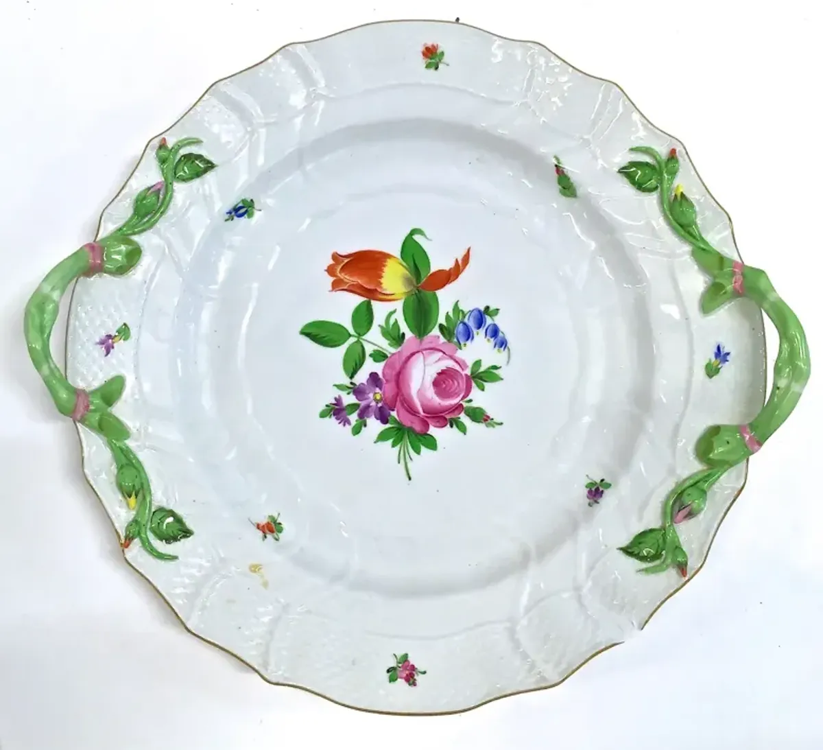 Herend Floral & Vine Serving Plate - Vermilion Designs - Green