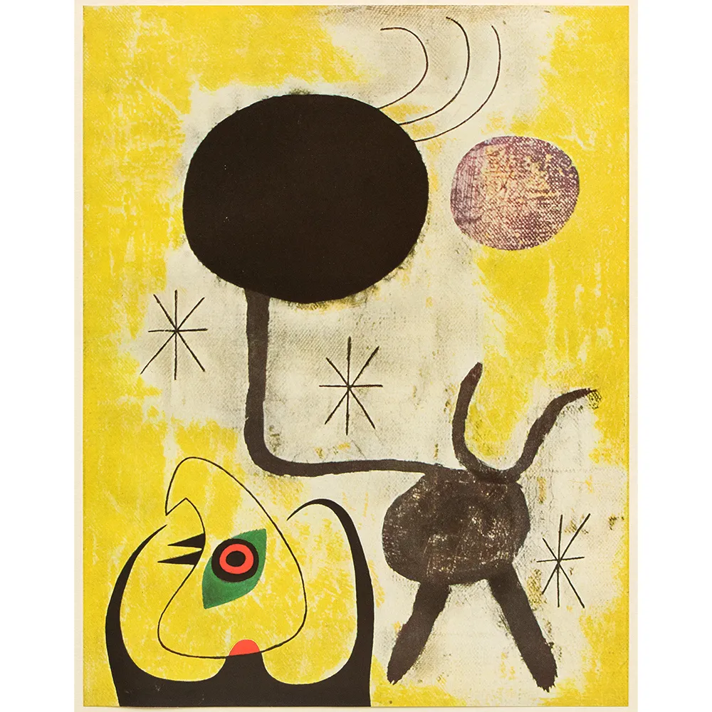 Miró - Woman & Birds in Front of the Sun - Yellow