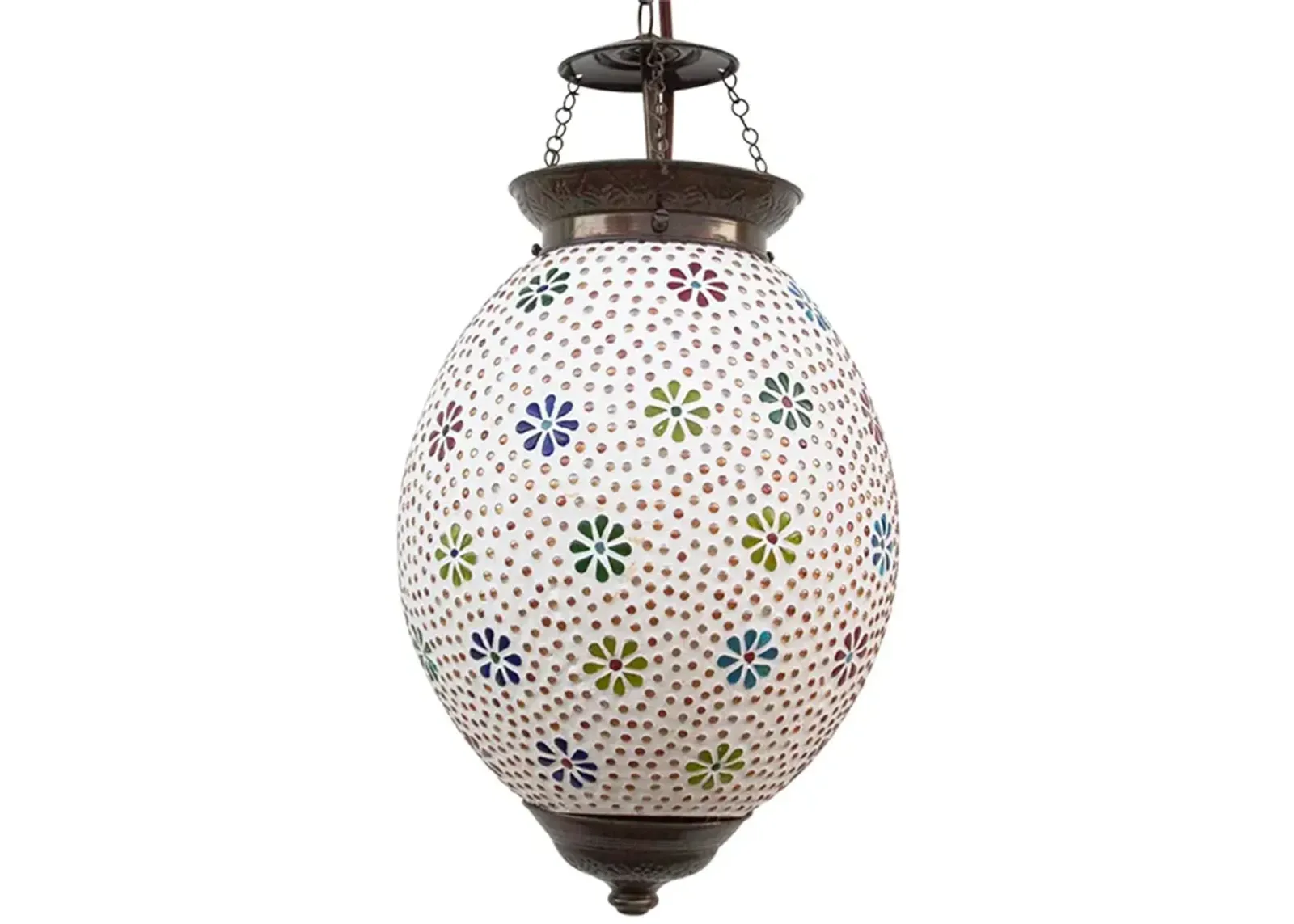 Colorful Floral Teardrop Pendant Lantern - de-cor - White