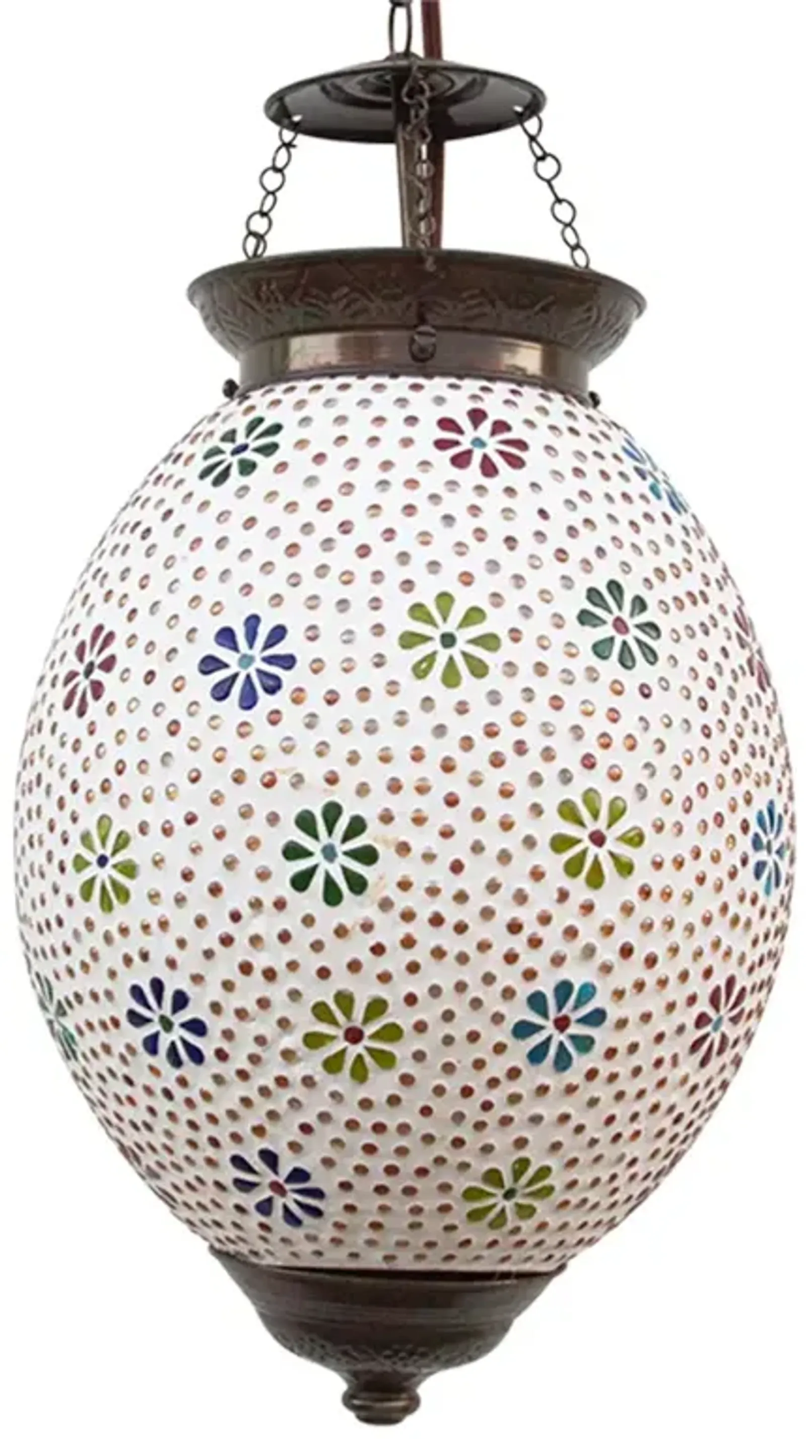 Colorful Floral Teardrop Pendant Lantern - de-cor - White