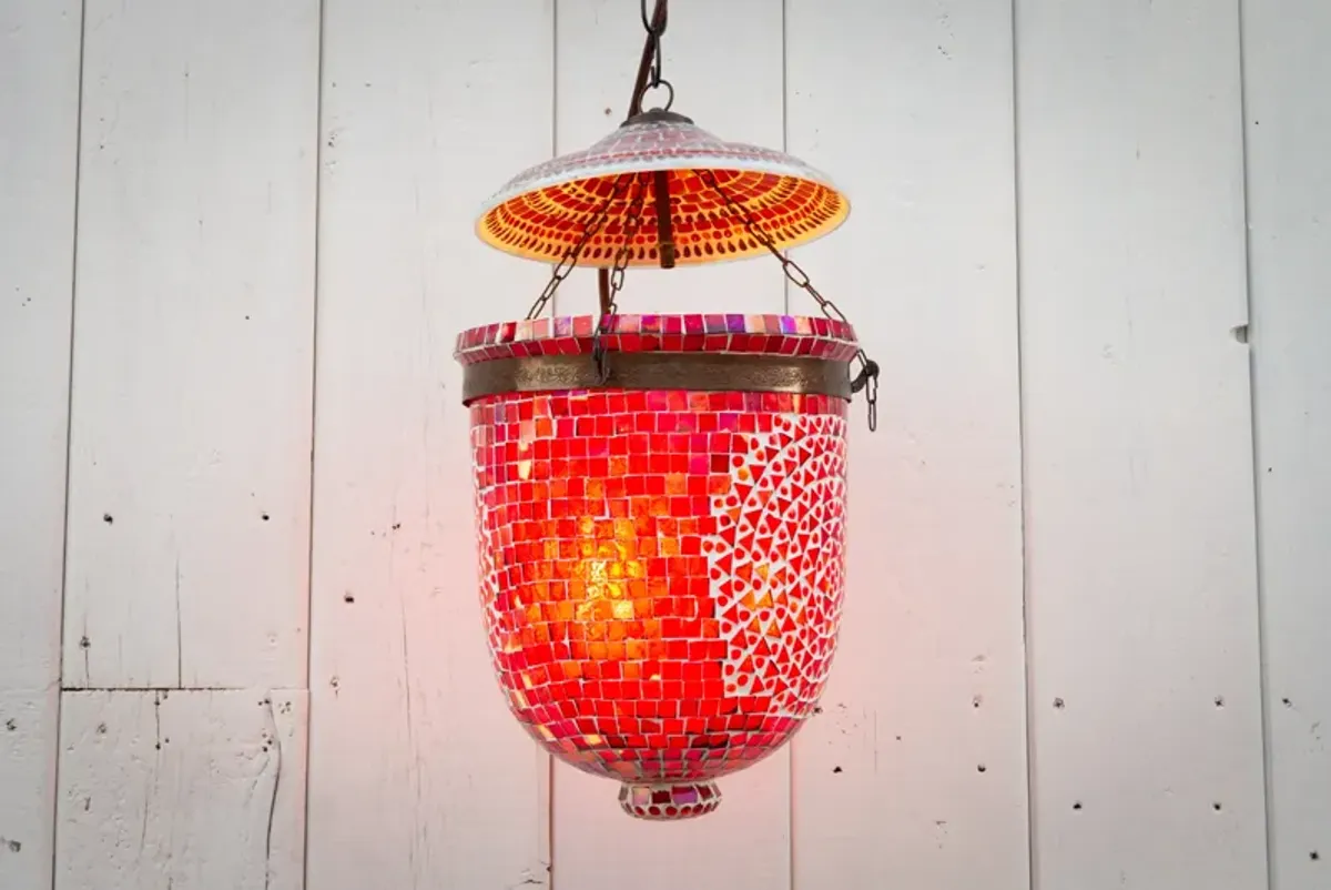 Garnet Pendant Mosaic Lantern - de-cor - Red