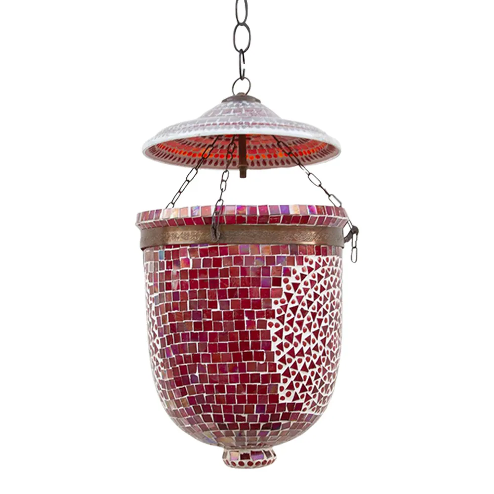 Garnet Pendant Mosaic Lantern - de-cor - Red