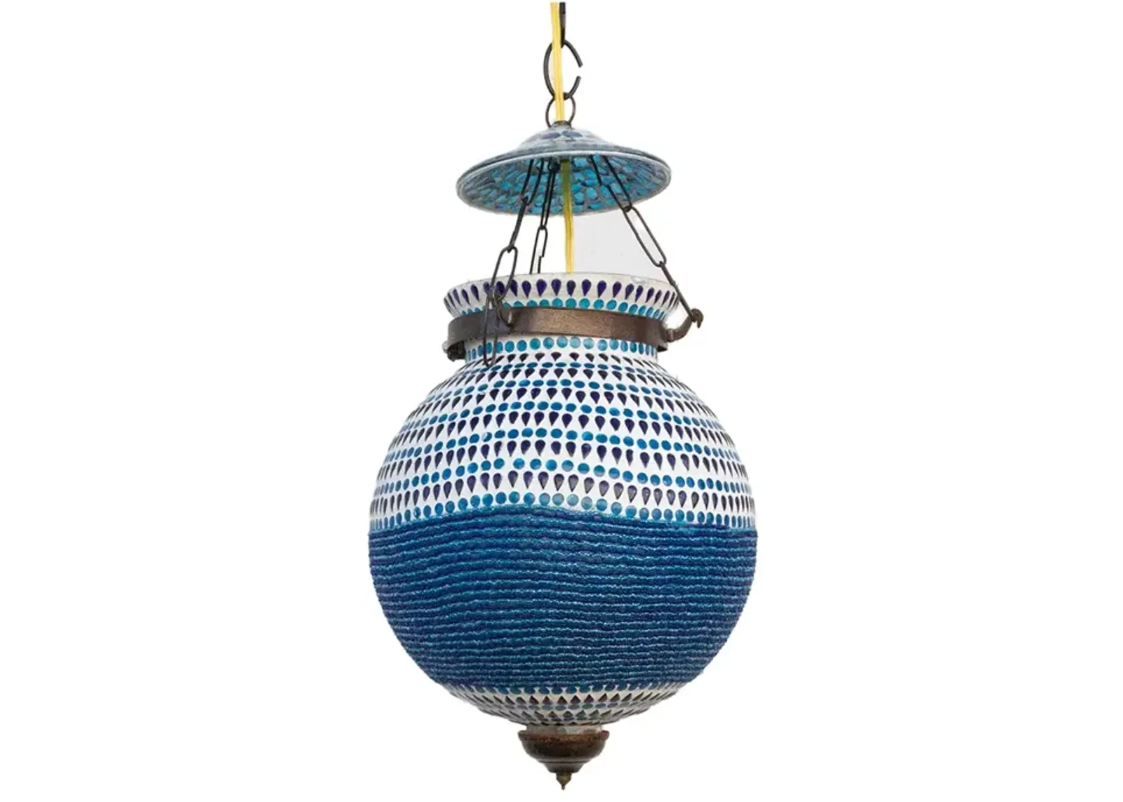 Blue Mosaic Glass Lantern - de-cor