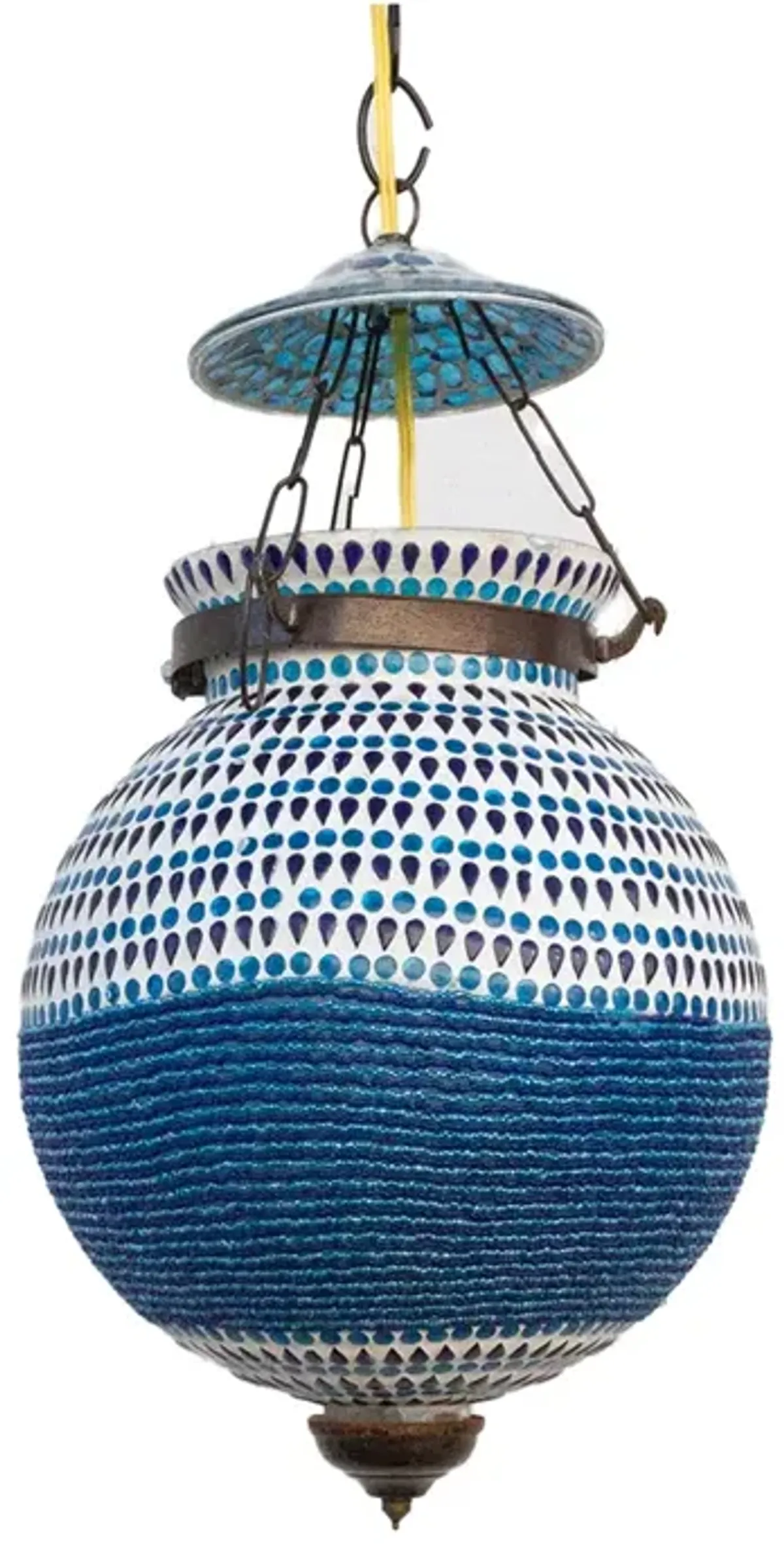 Blue Mosaic Glass Lantern - de-cor