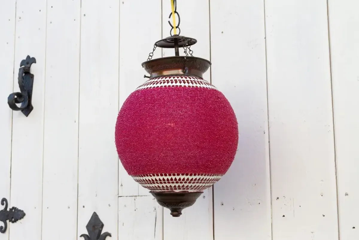 Magenta Pendant Sphere Lantern - de-cor - Red