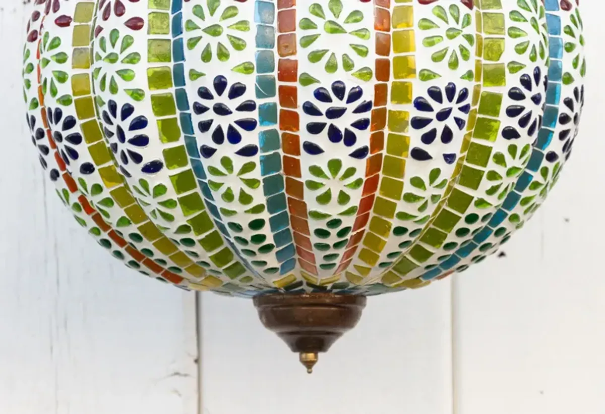 Brightly Colorful Mosaic Hanging Lamp - de-cor - Multi