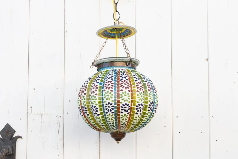 Brightly Colorful Mosaic Hanging Lamp - de-cor - Multi