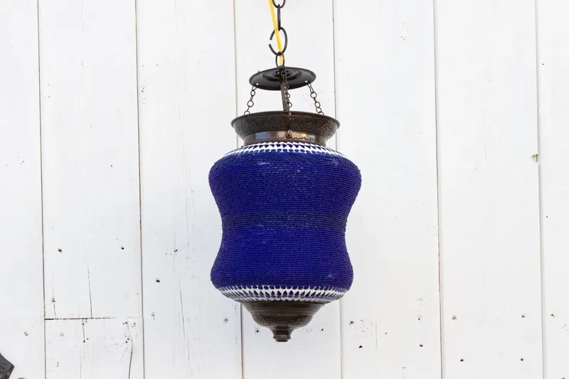 Blue Beaded Pendant Lamp - de-cor