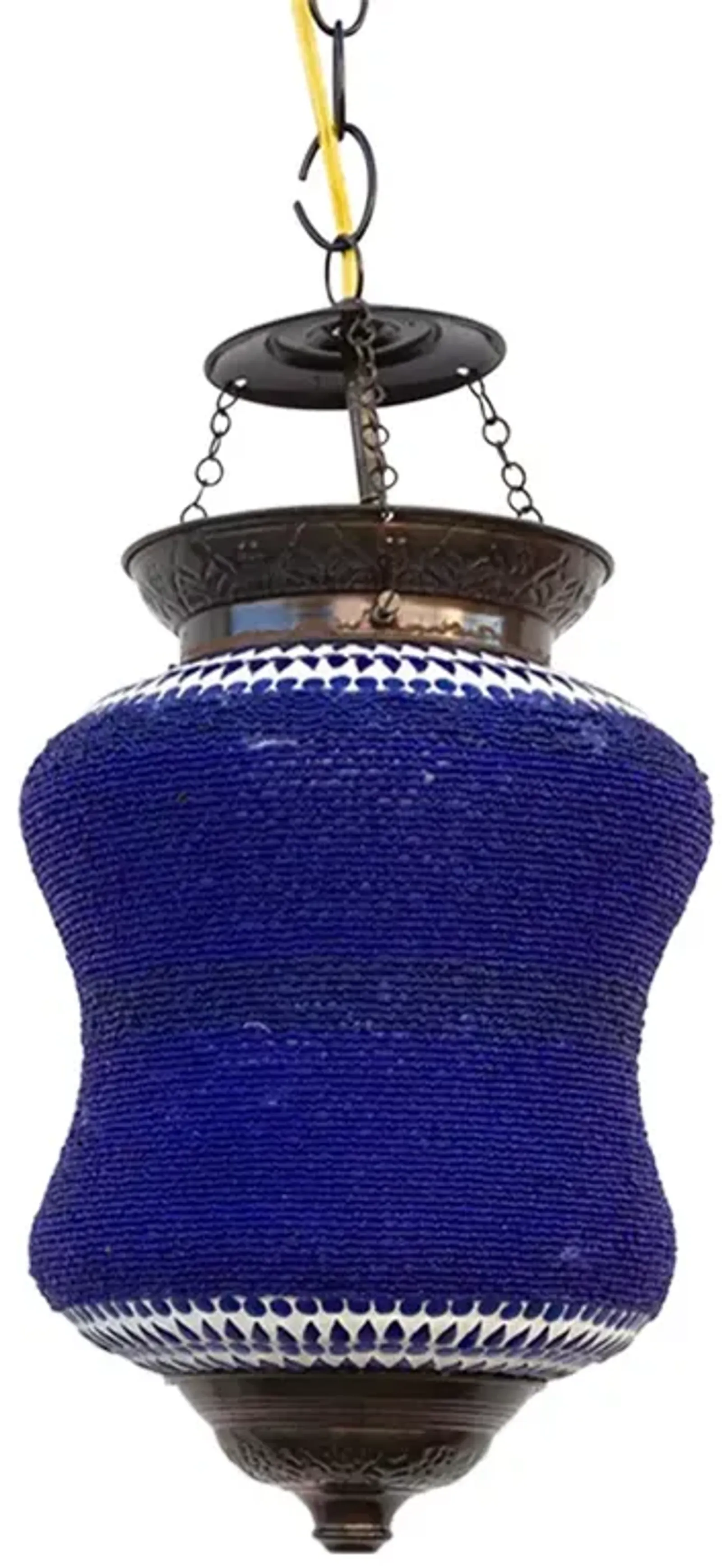 Blue Beaded Pendant Lamp - de-cor