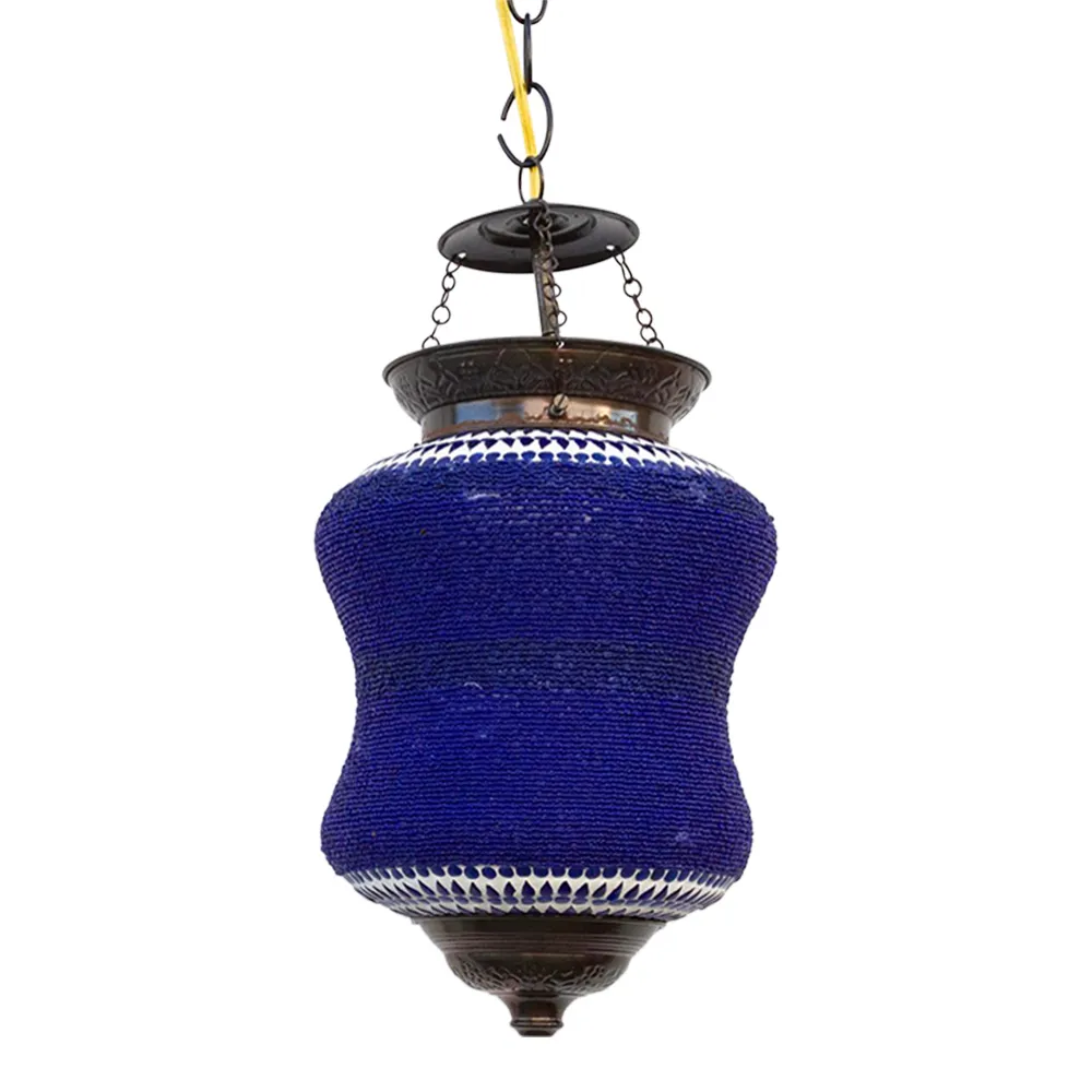 Blue Beaded Pendant Lamp - de-cor