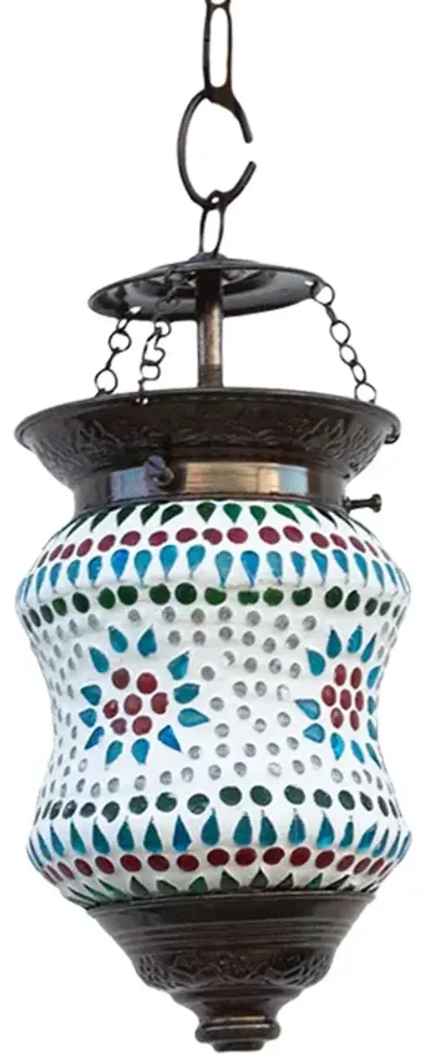Small Geometric Mosaic Lantern - de-cor - White