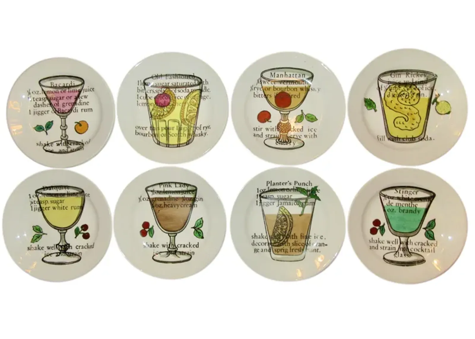 Fornasetti Cocktail Coasters Rare Set of 8 - The Emporium Ltd. - White