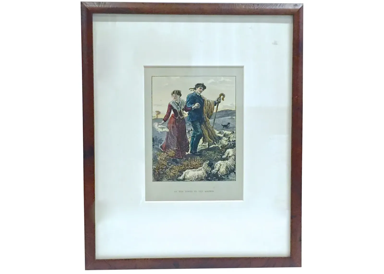 Antique Scottish Sheep Herding Engraving - Vermilion Designs - Brown