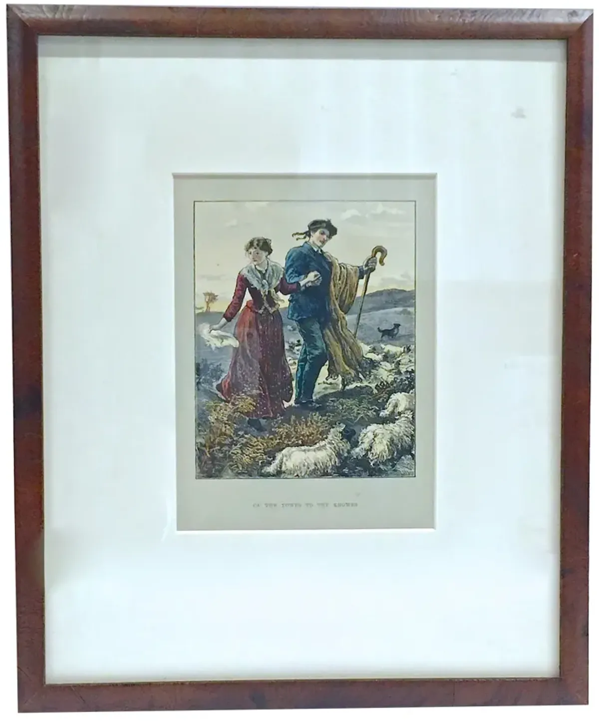 Antique Scottish Sheep Herding Engraving - Vermilion Designs - Brown