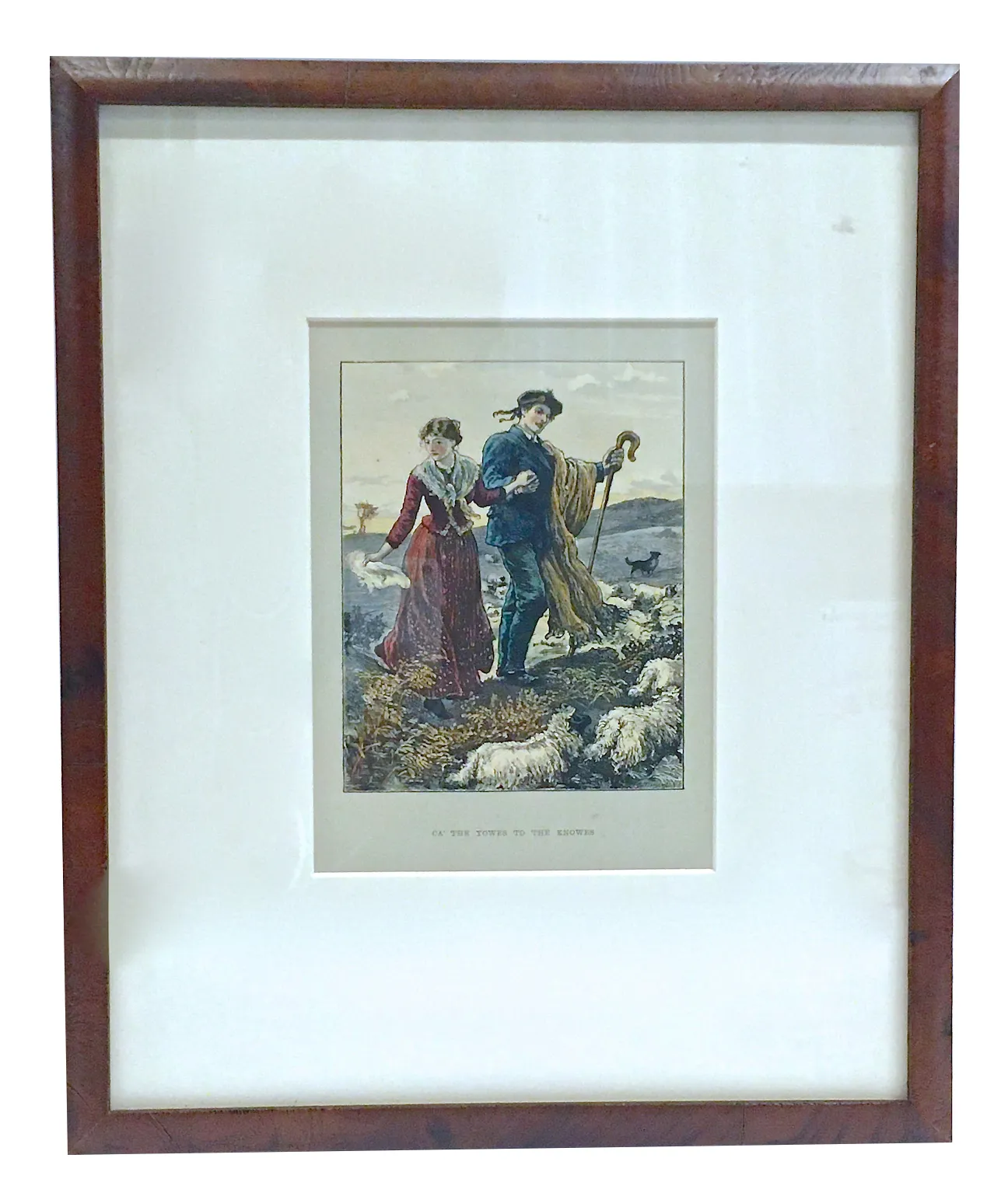 Antique Scottish Sheep Herding Engraving - Vermilion Designs - Brown