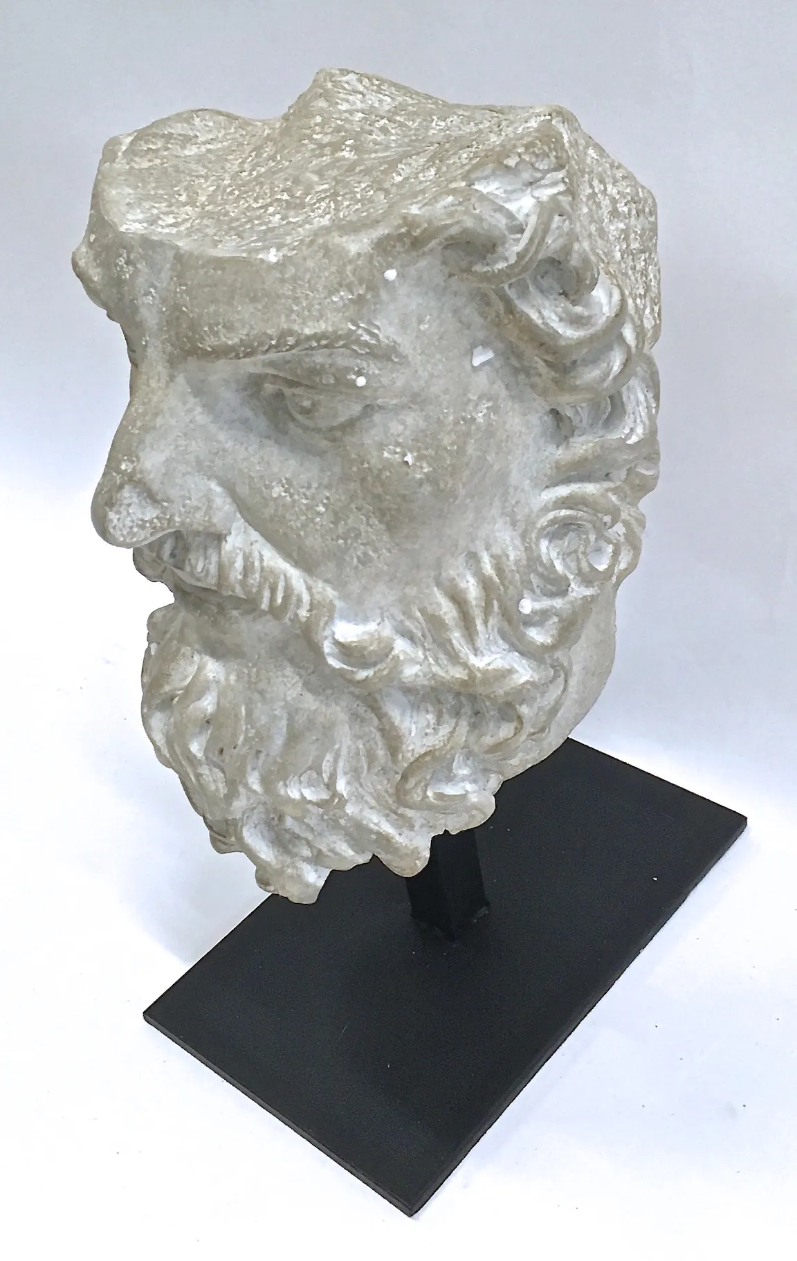 Zeus Bust Sculpture on Stand - Vermilion Designs - Gray