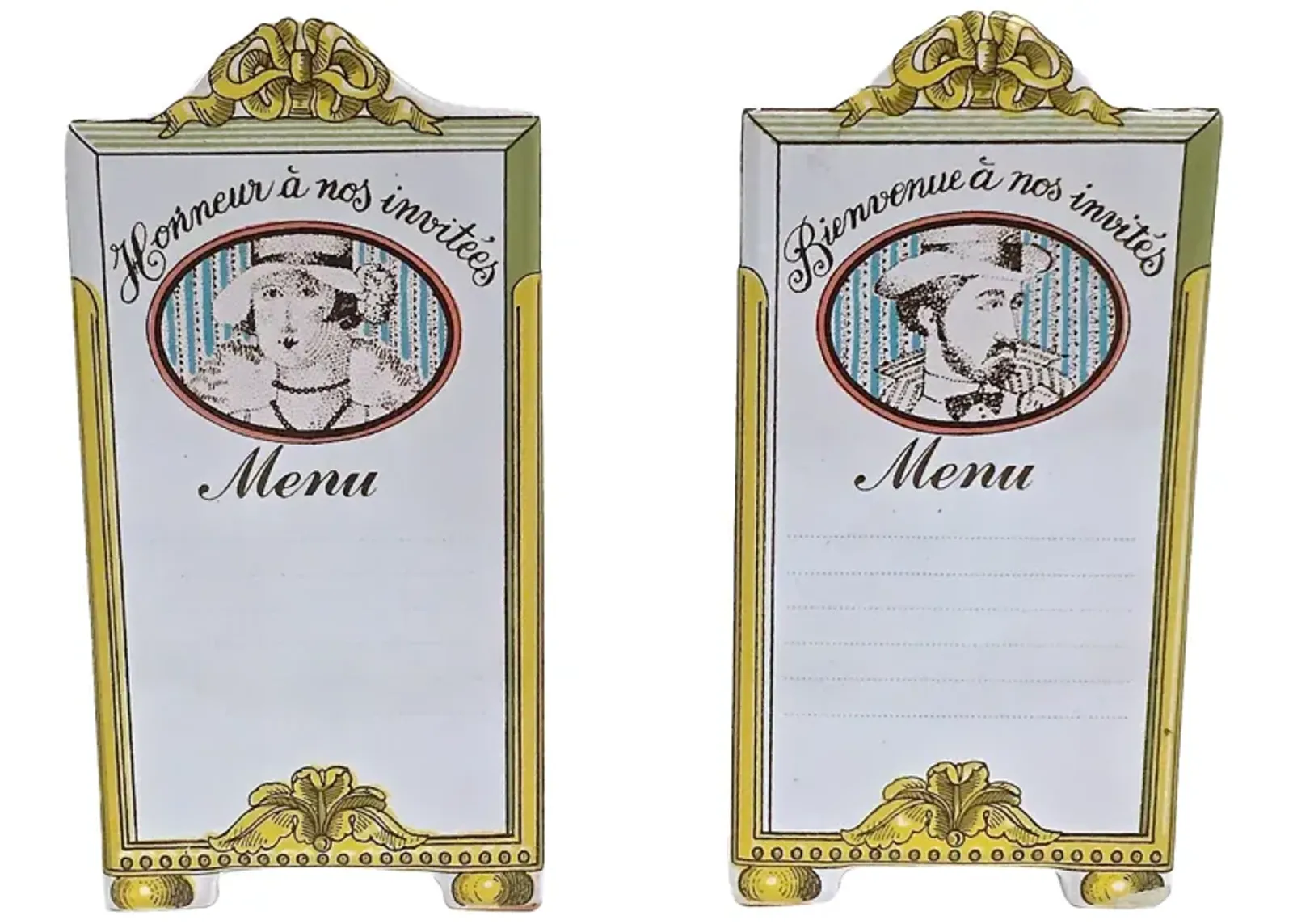 French Ceramic Menu Plaques - PR - Vermilion Designs - White