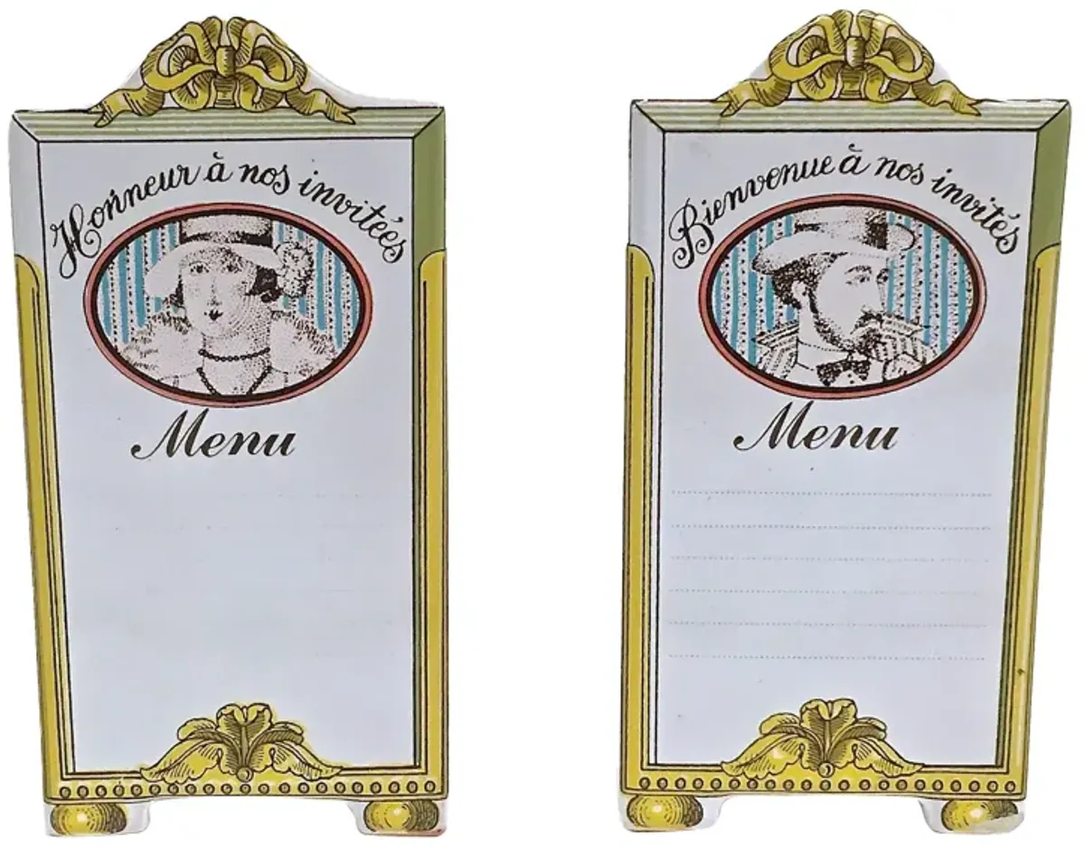 French Ceramic Menu Plaques - PR - Vermilion Designs - White