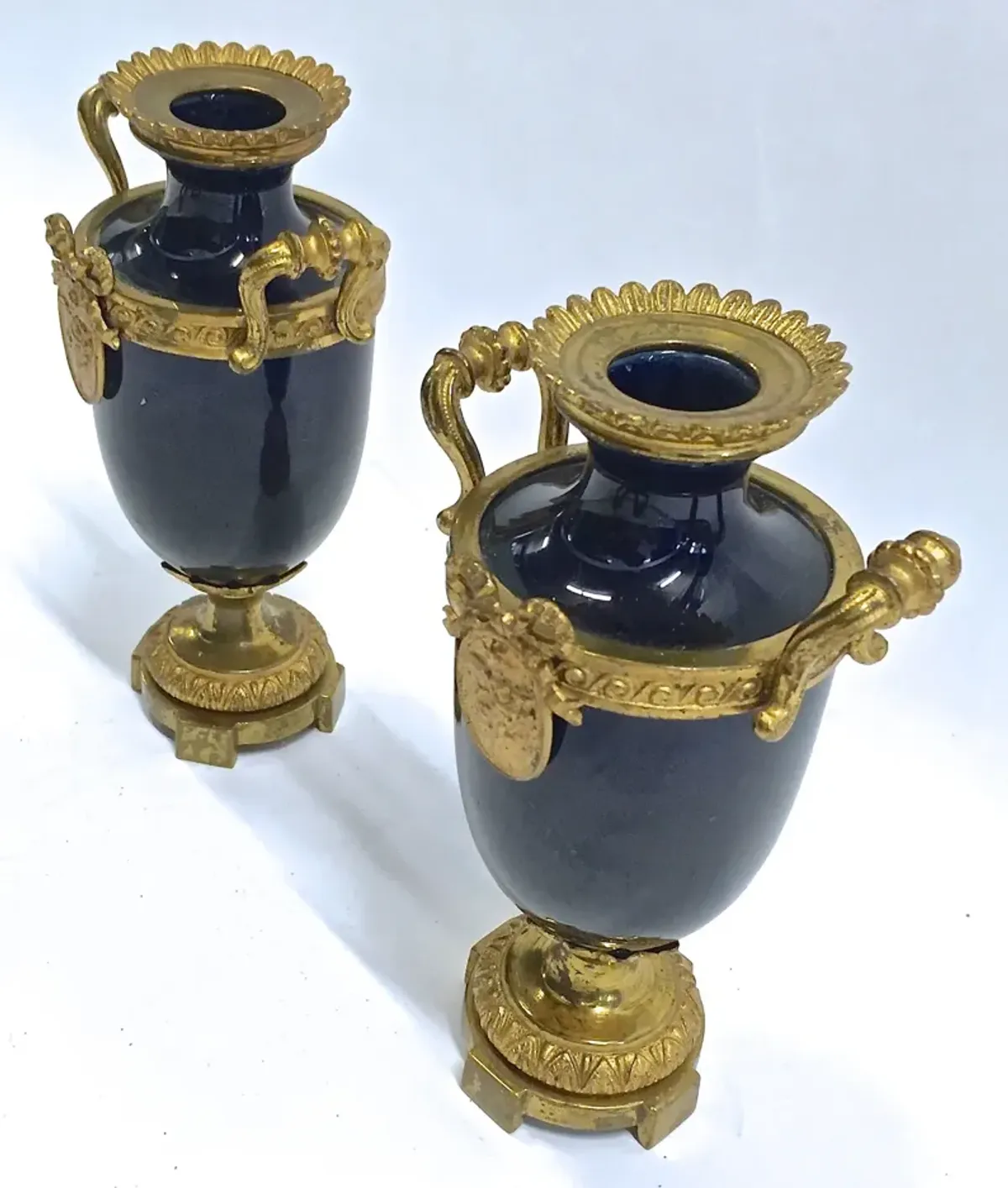 Old Paris Gilt & Glass Vases - Set of 2 - Vermilion Designs - Black