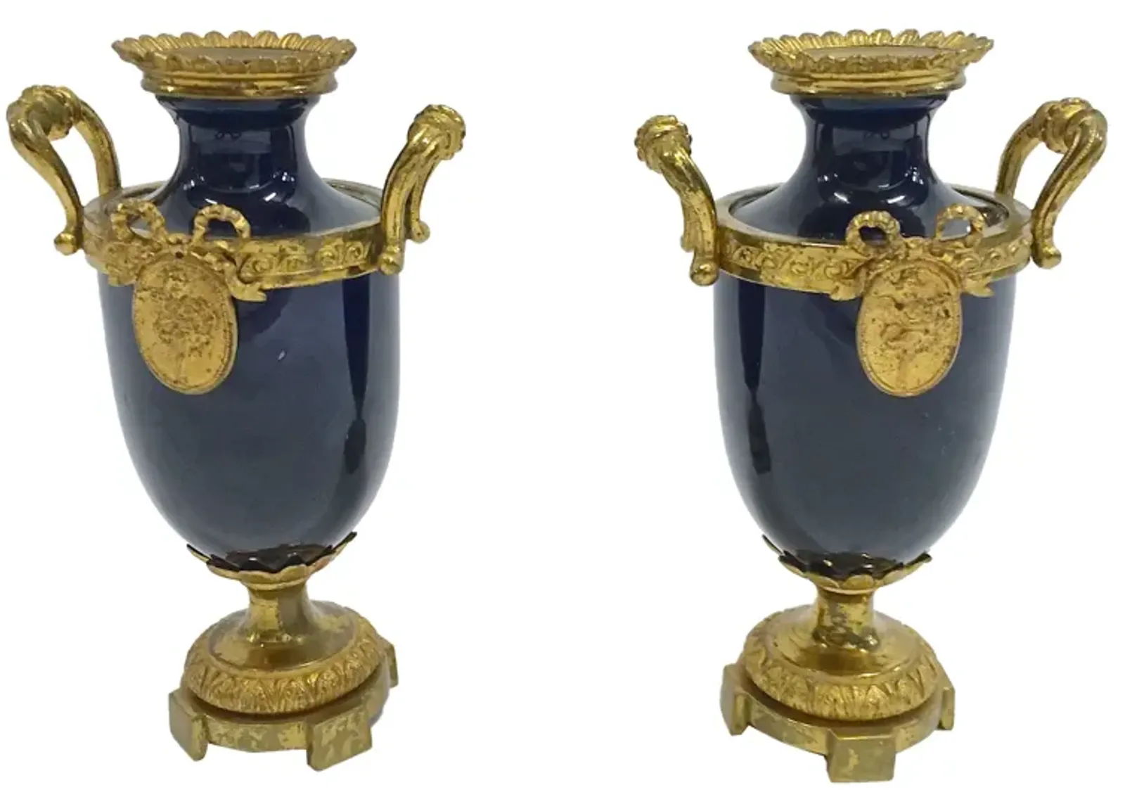 Old Paris Gilt & Glass Vases - Set of 2 - Vermilion Designs - Black