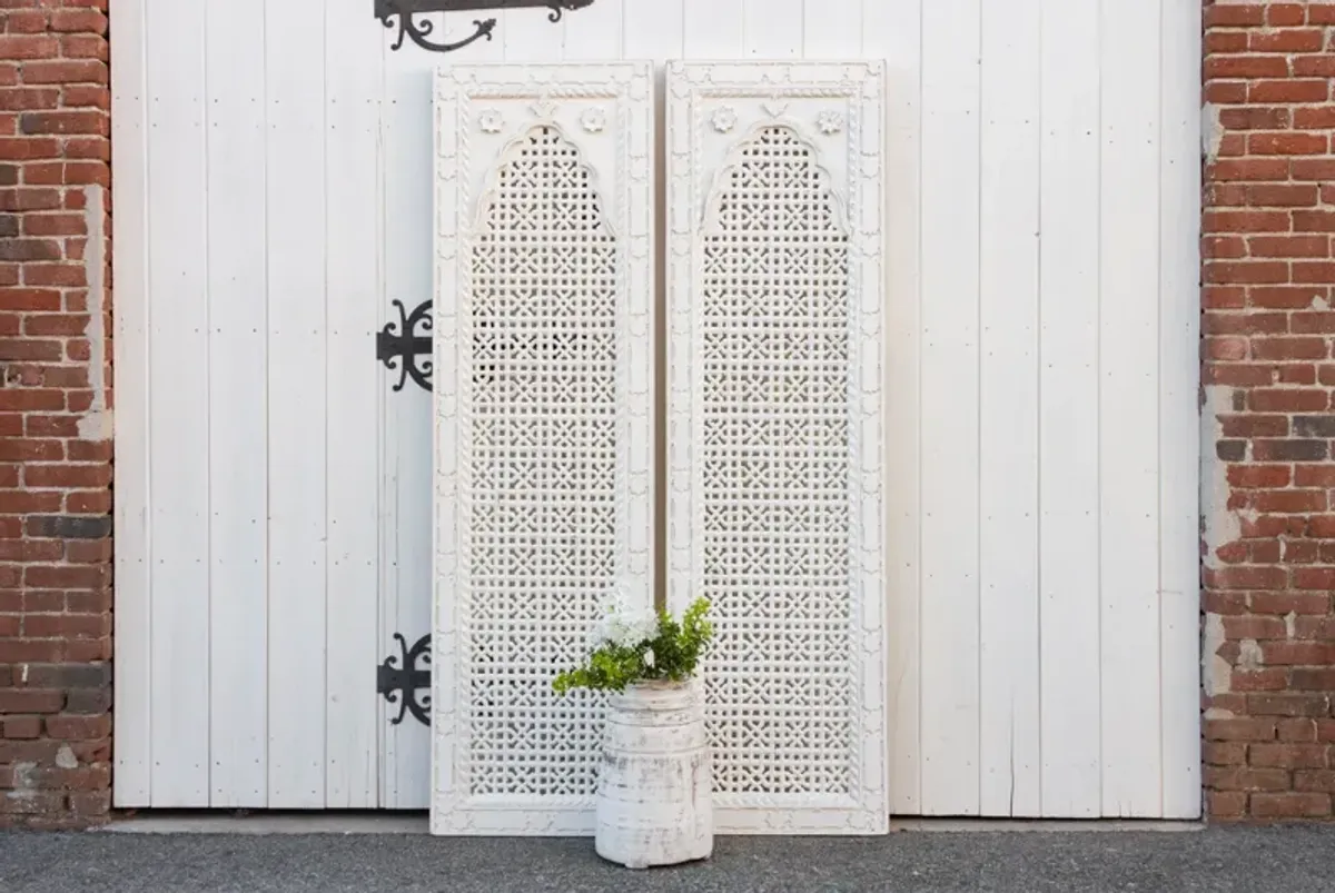 Pair of Arched Mihrab Door Panels - de-cor - White