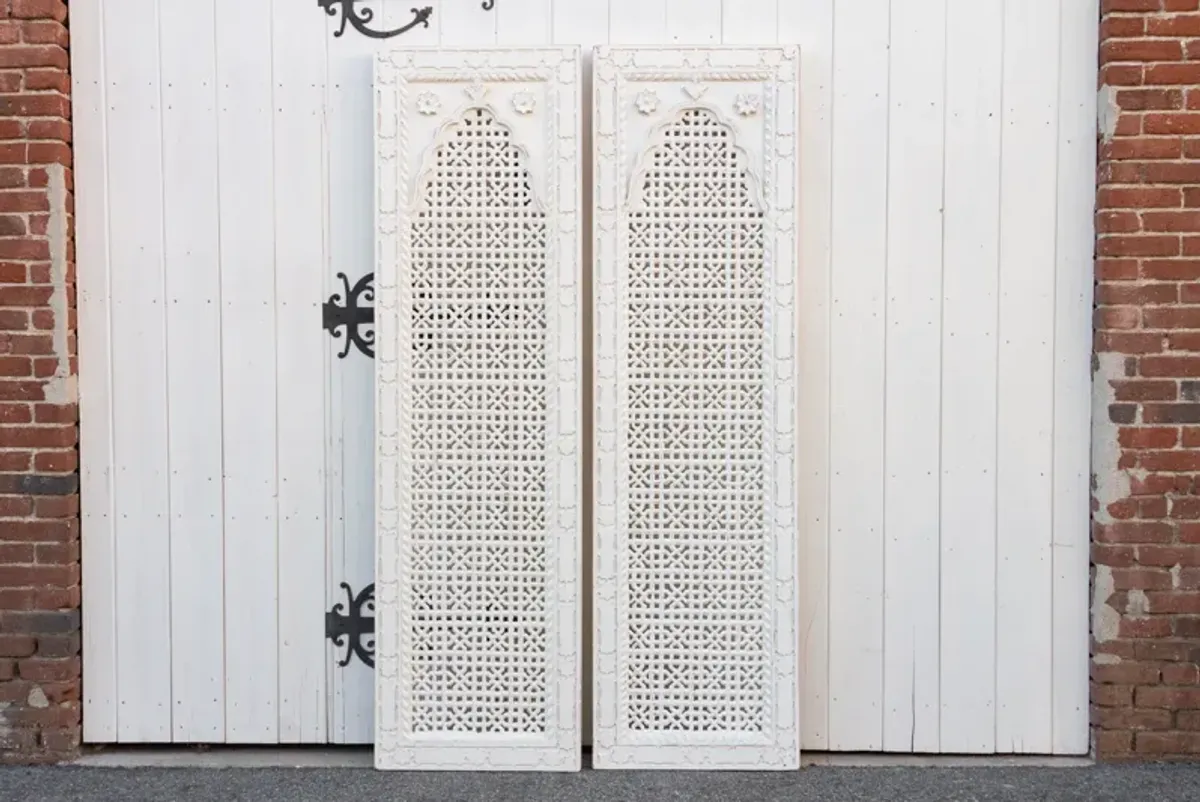 Pair of Arched Mihrab Door Panels - de-cor - White