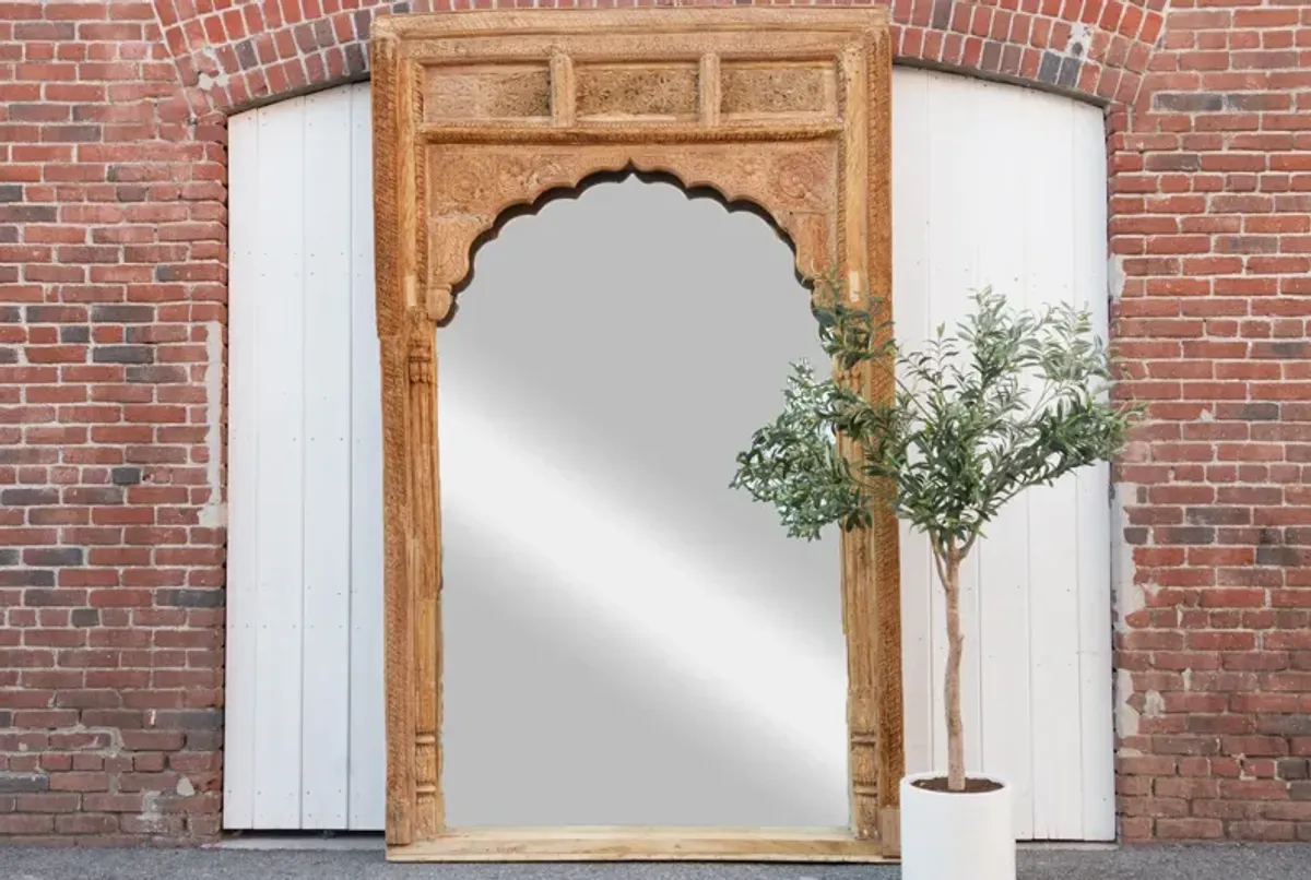 Very Tall Raj Arch Indian Floor Mirror - de-cor - Brown