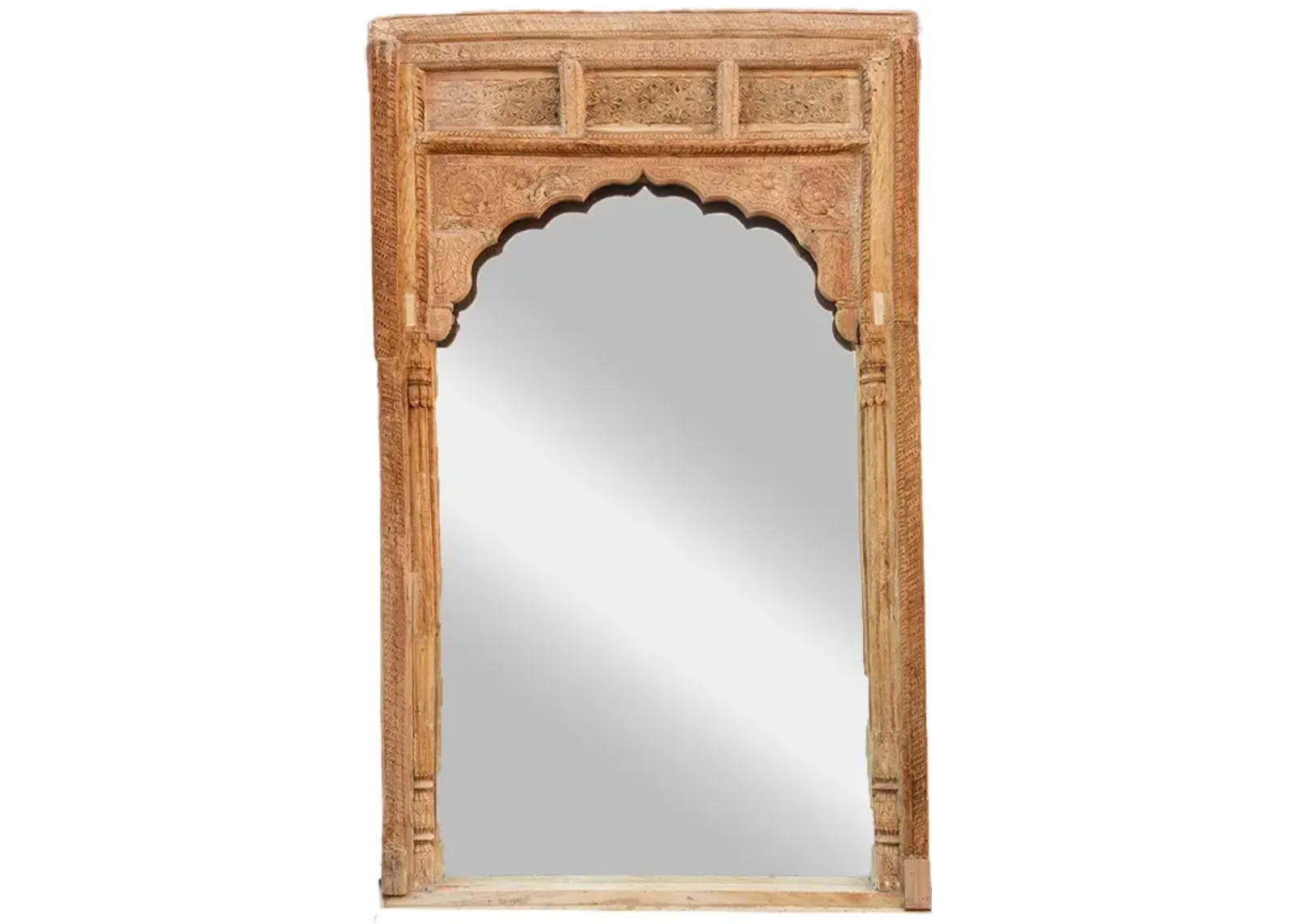 Very Tall Raj Arch Indian Floor Mirror - de-cor - Brown