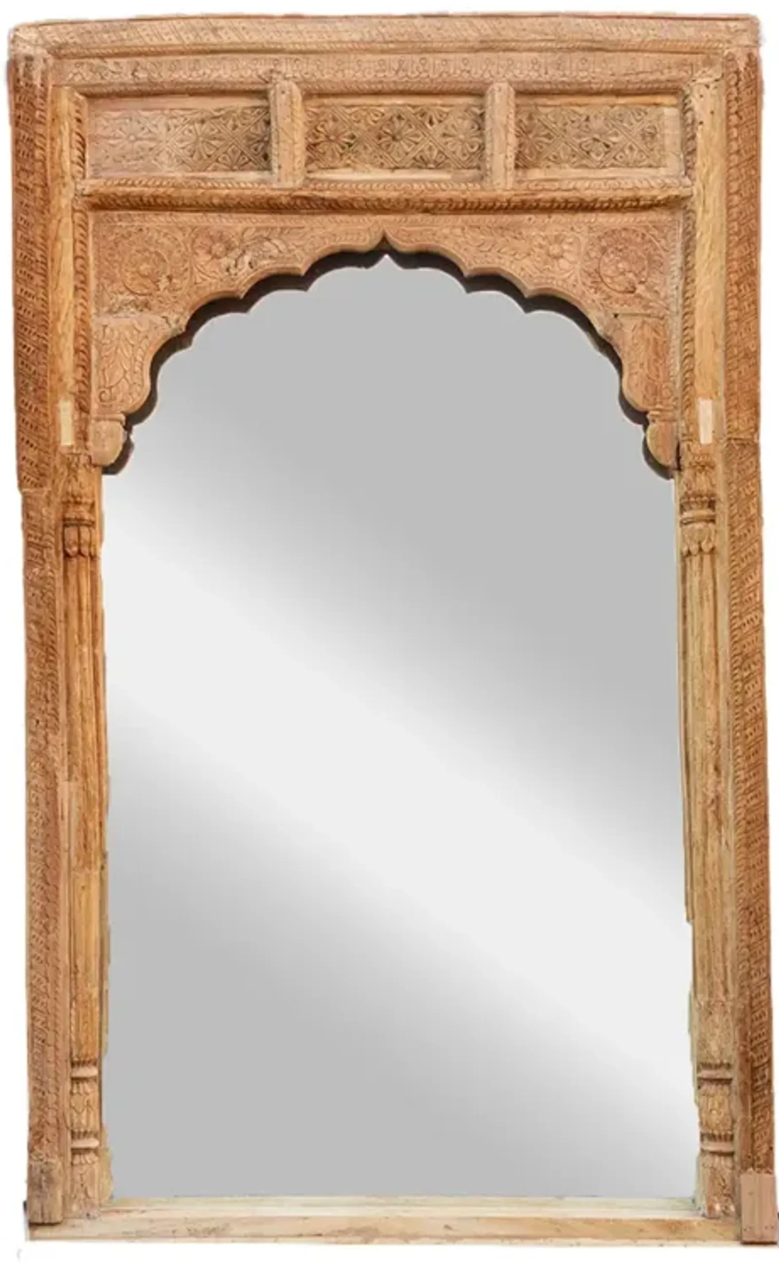 Very Tall Raj Arch Indian Floor Mirror - de-cor - Brown