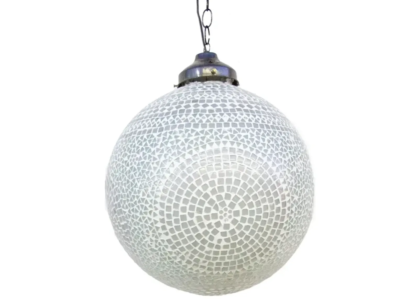 White Mosaic Glass Sphere Pendant Light - de-cor