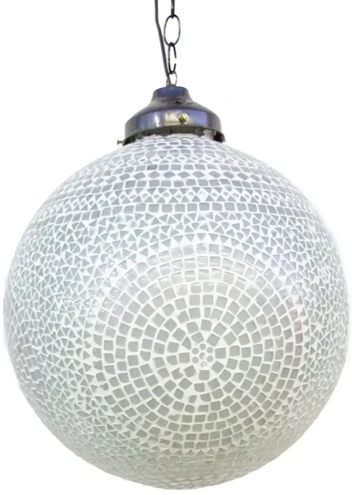 White Mosaic Glass Sphere Pendant Light - de-cor