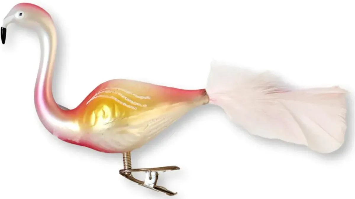 1950s Mercury Glass Flamingo Ornament - Rose Victoria - gold