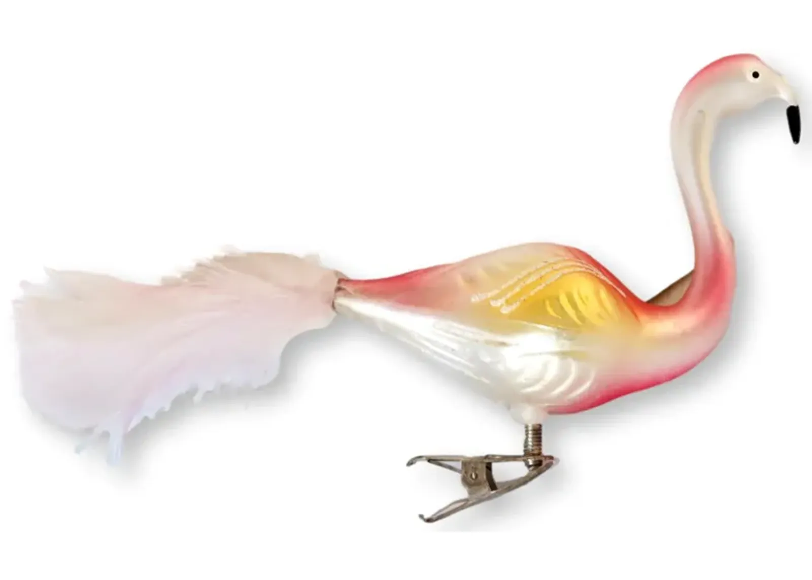 1950s Mercury Glass Flamingo Ornament - Rose Victoria - gold