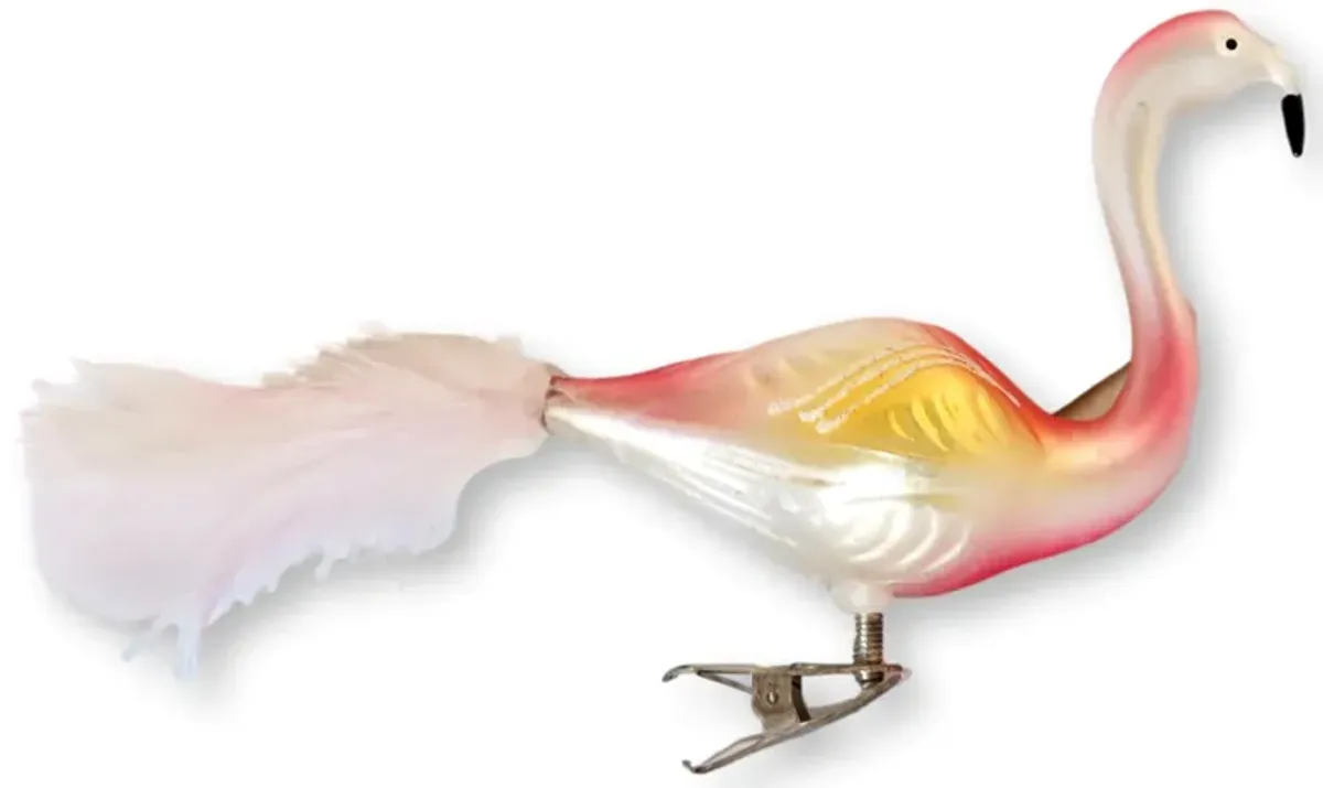 1950s Mercury Glass Flamingo Ornament - Rose Victoria - gold