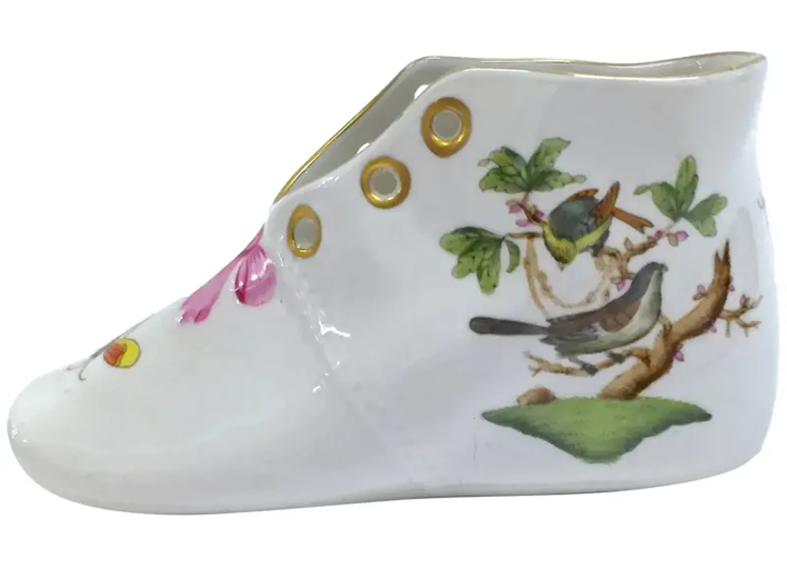 Vintage Herend Widbird & Butterfly Shoe - Vermilion Designs - White