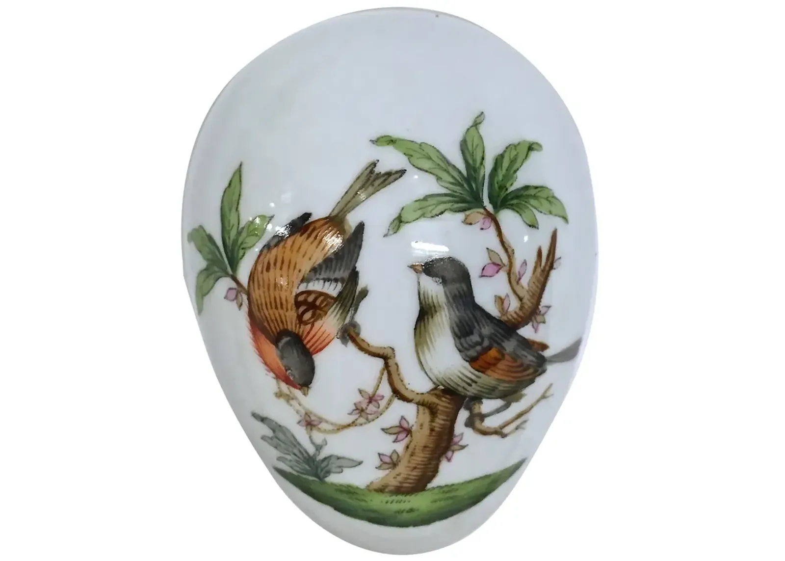 Herend Wildbird/Butterfly Egg Style Box - Vermilion Designs - White