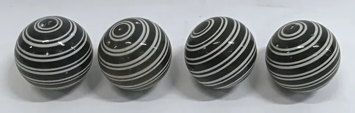 Ceramic Black/White Stripe Balls - Set of 4 - Vermilion Designs