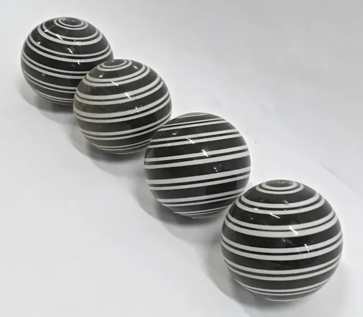 Ceramic Black/White Stripe Balls - Set of 4 - Vermilion Designs