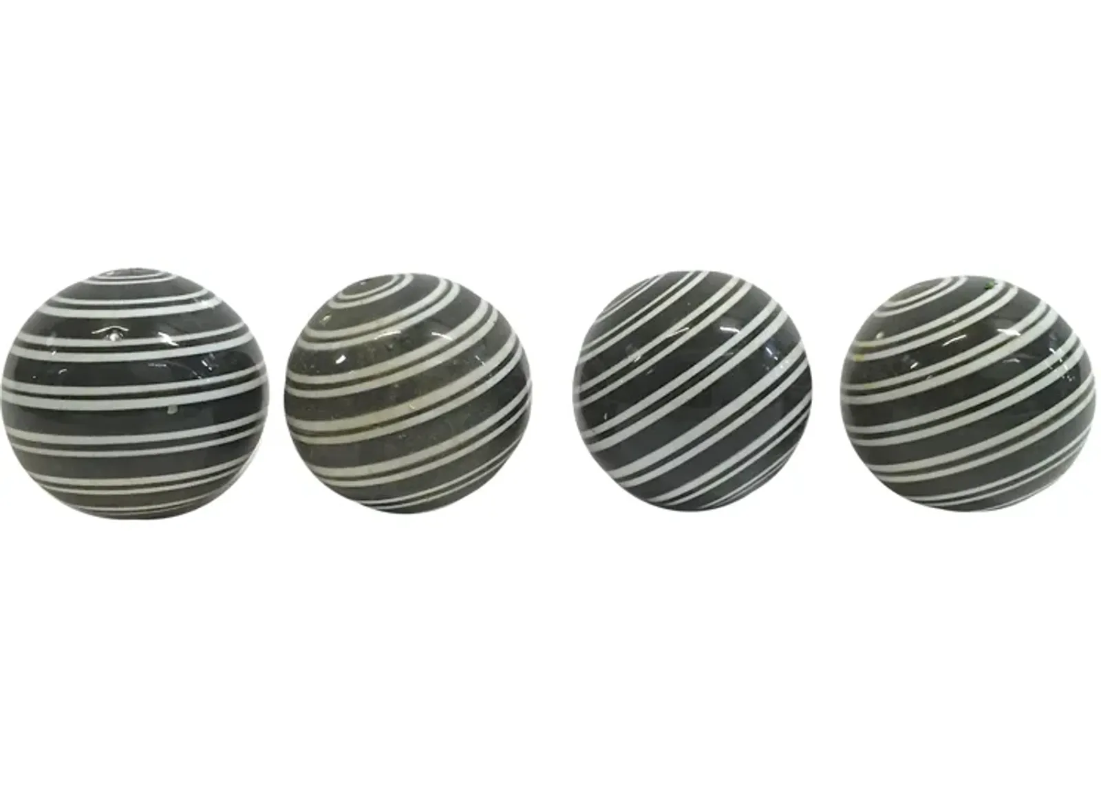 Ceramic Black/White Stripe Balls - Set of 4 - Vermilion Designs