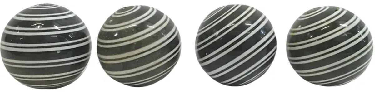 Ceramic Black/White Stripe Balls - Set of 4 - Vermilion Designs