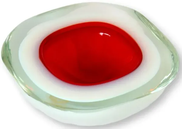 Italian Murano Glass Holiday Bowl - Rose Victoria - Red