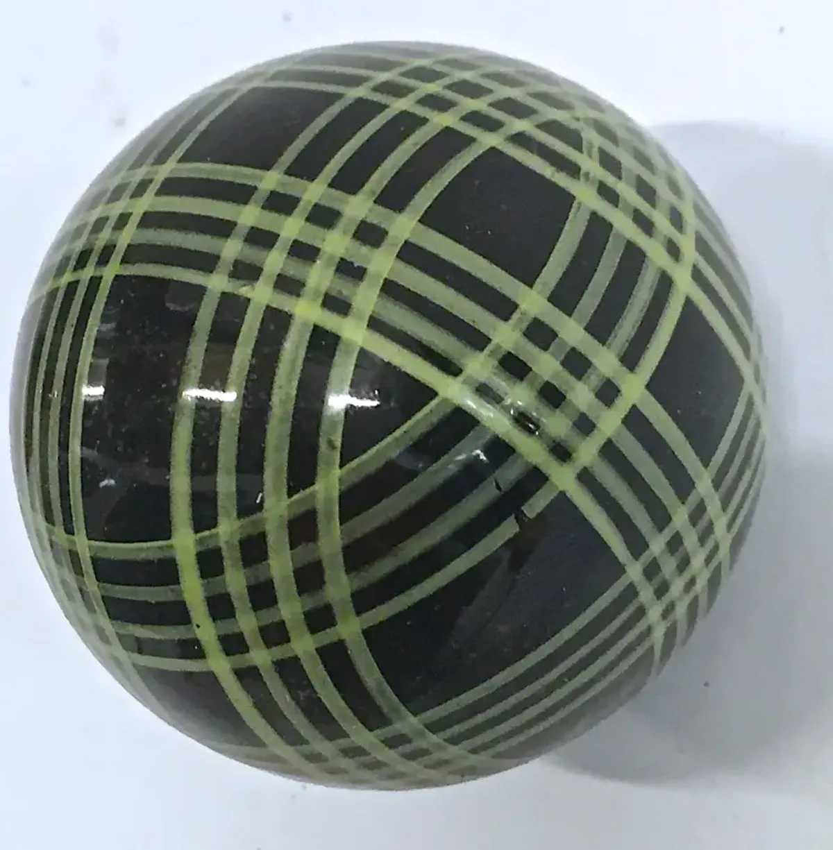 Ceramic Black W/Green Stripes Bocci Ball - Vermilion Designs