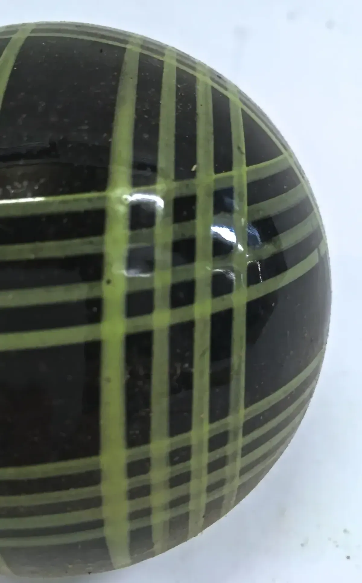 Ceramic Black W/Green Stripes Bocci Ball - Vermilion Designs