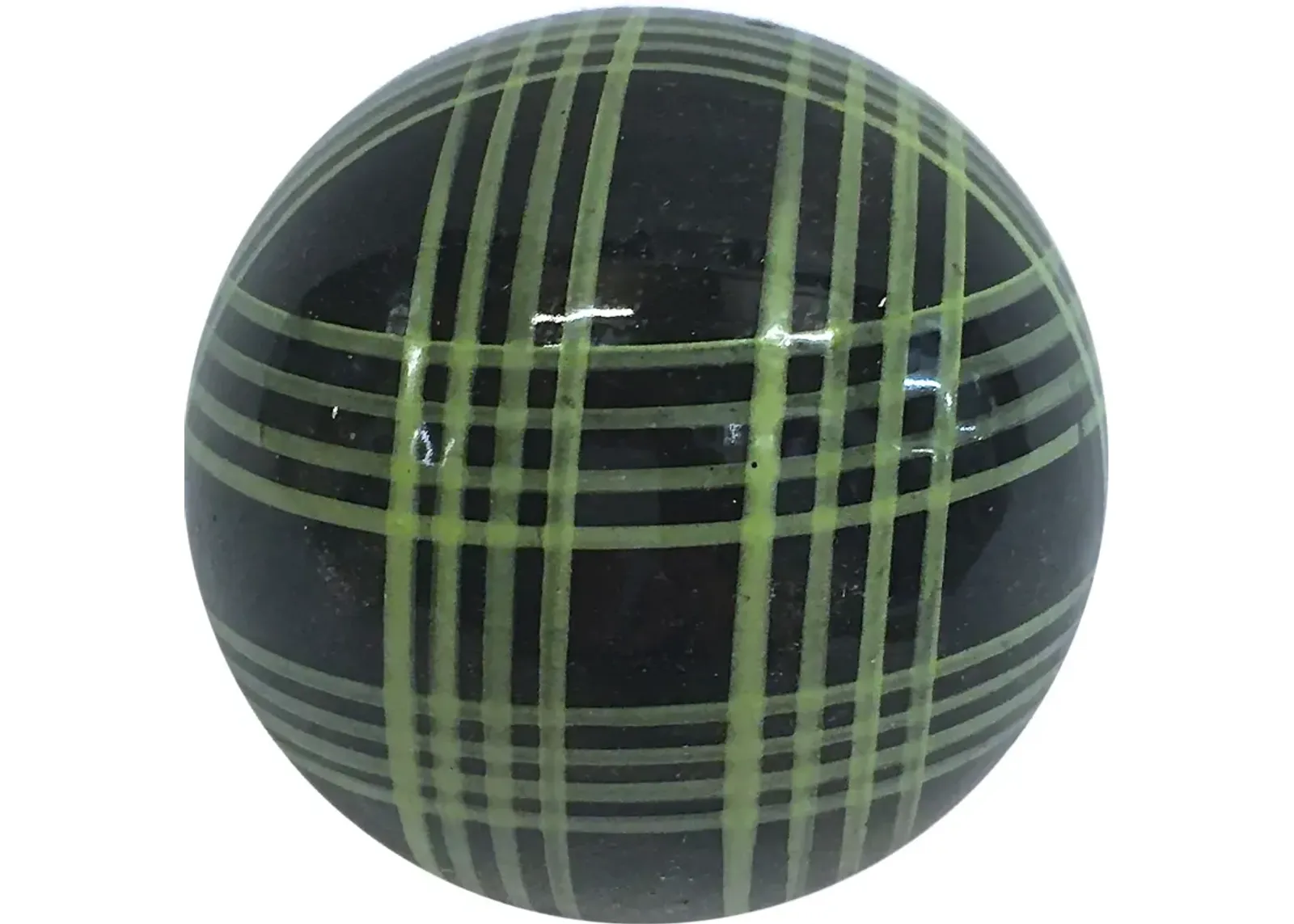 Ceramic Black W/Green Stripes Bocci Ball - Vermilion Designs