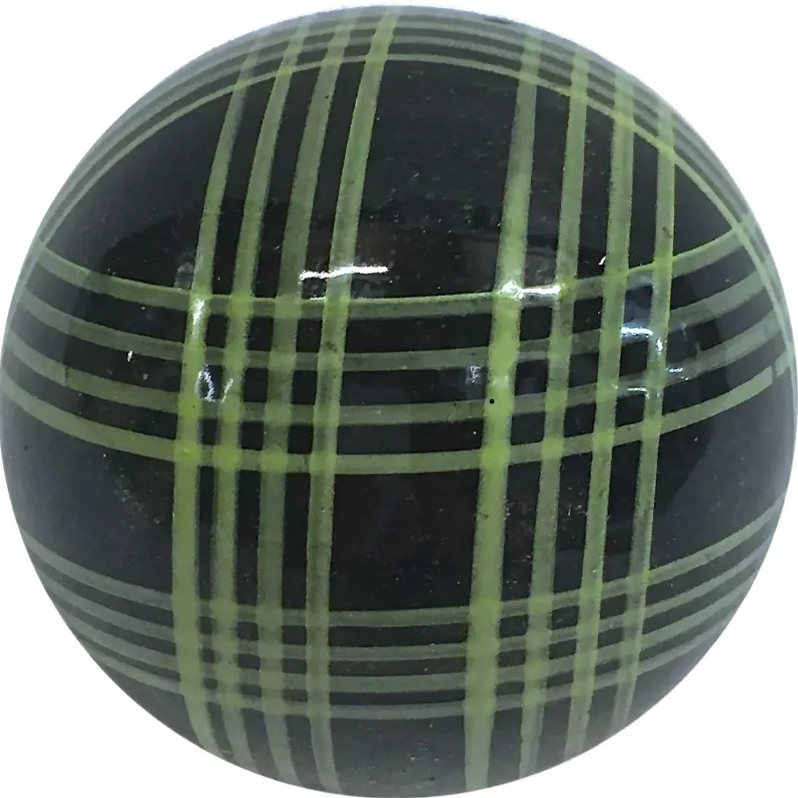 Ceramic Black W/Green Stripes Bocci Ball - Vermilion Designs