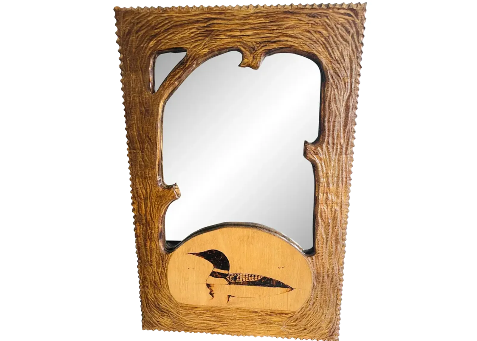 Rustic Lodge Style Bark Wood Wall Mirror - 2-b-Modern